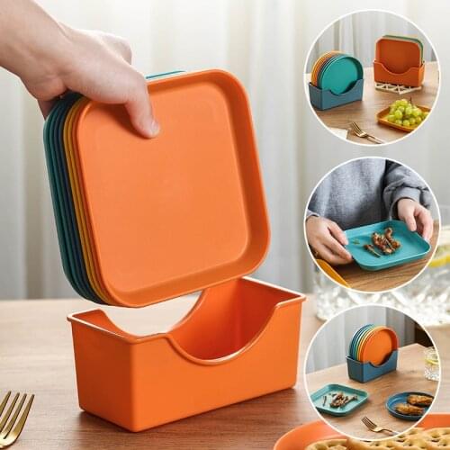 Household Square Round Snack Sushi PlateSolid Color PP Plastic Small Plates Spit Bone Dish Storage Holder Kitchen Table Gadgets