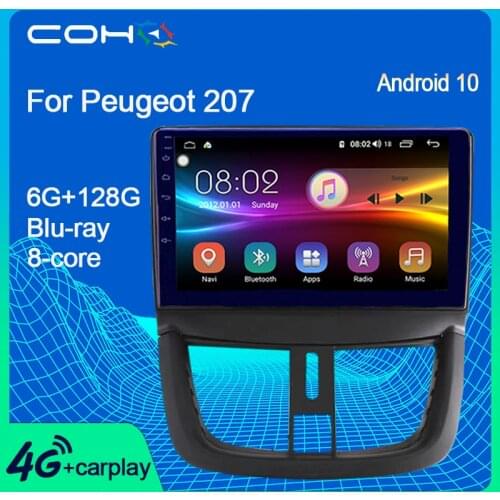 COHO For Peugeot 207 Car Multimidia Player Radio Gps Navigation Stereo Ips Screen Android 10 Octa Core 6+128G