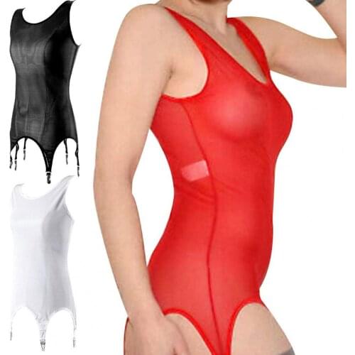 Women See Through Vest Bodysuit Sexy Underwear Pajamas with Strap Garter Belt sexy body shaping underwear vest jumpsuit bodysuit