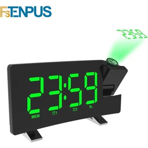FM76-108 band radio Clock Digital 8 inch LED Projector Projection Snooze Alarm Clock Radio Timer Backlight 3W speakers home