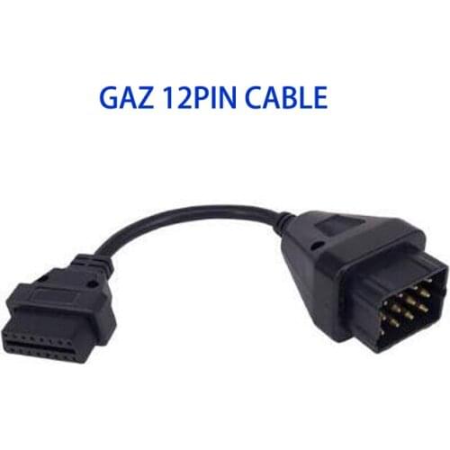 Truck transfer line GAZ 12PIN to obd2 16pin male to female cable -factory directly sale free ship