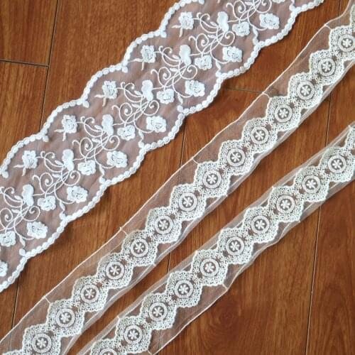 5yards embroidery Geometric Cotton lace trims for Clothes Water soluable lace trimmings and ribbons DIY craft accessories
