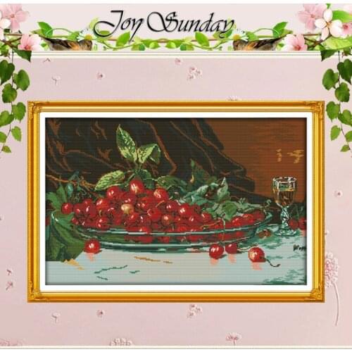 Oil Painting Cherries Patterns Counted Cross Stitch 11CT 14CT Cross Stitch Sets Chinese Cross-stitch Kits Embroidery Needlework