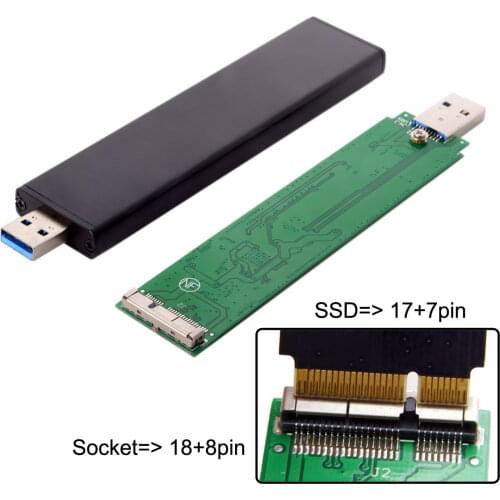 Jimier USB 3.0 Male to 17+7pin SSD HDD Hard Disk Cartridge Drive for Mac Book AIR A1465 A1466 MD223 MD224 MD231 MD213 MD232