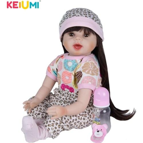 KEIUMI 22 Inch Clearance Baby Silicone Reborn Doll Handmade Dress Up For Kid Birthday Gift Xmas Present Collection Toy