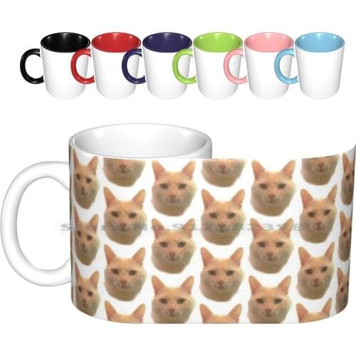 Mr V Ceramic Mugs Coffee Cups Milk Tea Mug Cat Kitty Pure White Cat Pink Nose Blue Eye Green Eye Feline Kitty Cat Angel Cat