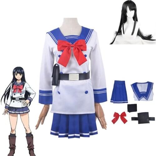 Anime High-Rise Invasion Yuri Honjo Cosolay Costumes Top Skirt JK Sailor Uniforms Suits Synthetic Hair Wig Halloween Carnival
