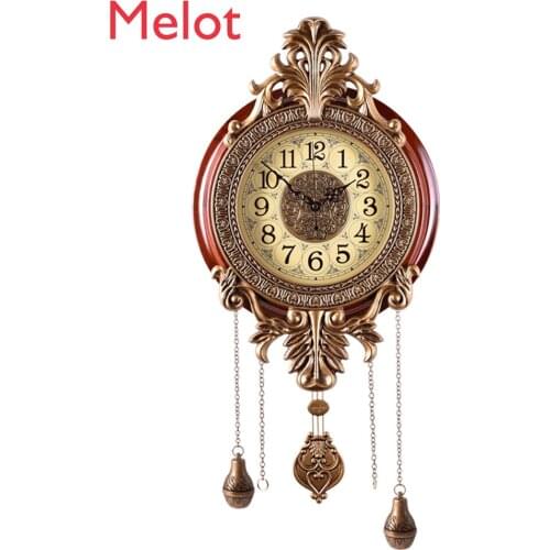 Creative Solid Wood Noiseless Hanging Clock European and American Style Large Personalized Fashion Simple Living Room Clock