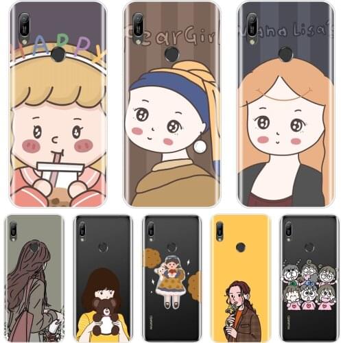 Kpop Girl Cute Art Silicone Phone Case For Huawei Y7 Y6 Y5 2019 Soft Back Cover For Huawei Y9 Y7 Y6 Pro Prime 2019 Case