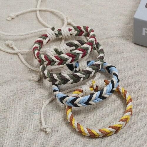 Mens and womens fashion bracelet new color hemp rope couples hand rope ethnic wind hand-woven bracelet