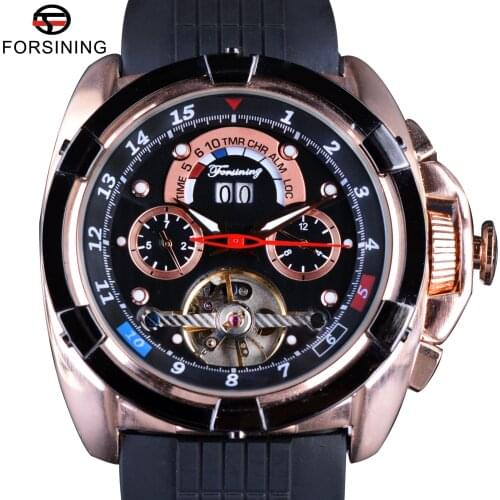Forsining Multifunction Tourbillon Calendar Display Fashion Men Sport Watches Rose Golden Watch Men Luxury Brand Automatic Watch