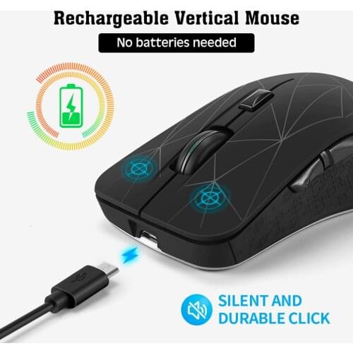 2.4Ghz 6-Buttons 1600DPI Rechargeable Wireless Bluetooth Dual-Mode Gaming Mouse 7-Color Backlit Mouse Wireless Bluetooth Mouse