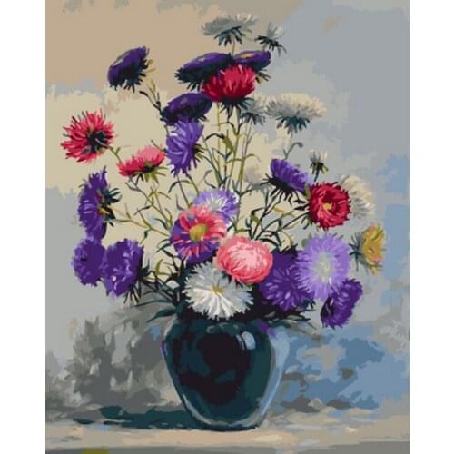 Frameless painting by numbers wall decor diy picture oil painting on canvas for home decor 4050 daisy in vase