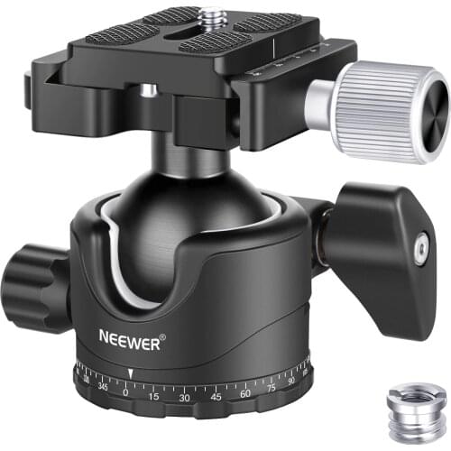 Neewer 35MM Low-Profile Ball Head Rotatable Tripod Head with 1/4 inch QR Plate Bubble Level for DSLR Cameras Tripods Monopods