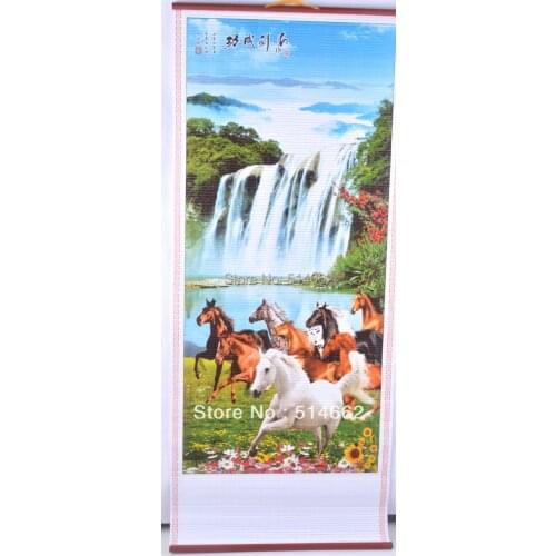 New feng shui 8 Horse Chinese Printing Picture Wall Scroll Art-for success