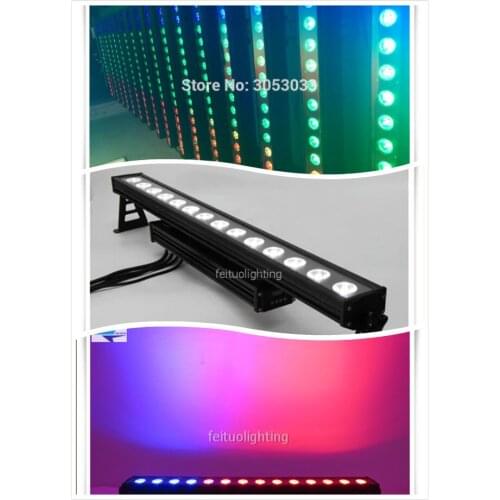 H-20/lot Wholesale point control outdoor 14x18W RGBWA+UV 6in1 waterproof led long wall washer dmx IP65