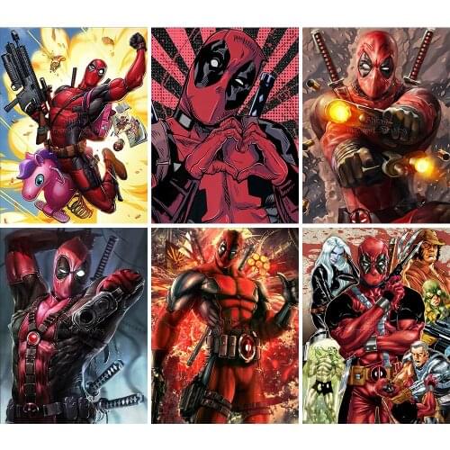 Full Square Round Diamond Painting Marvel Deadpool X-Men Cartoon DIY Handmade Mosaic Set Embroidery Cross Stitch Home Decor Gift