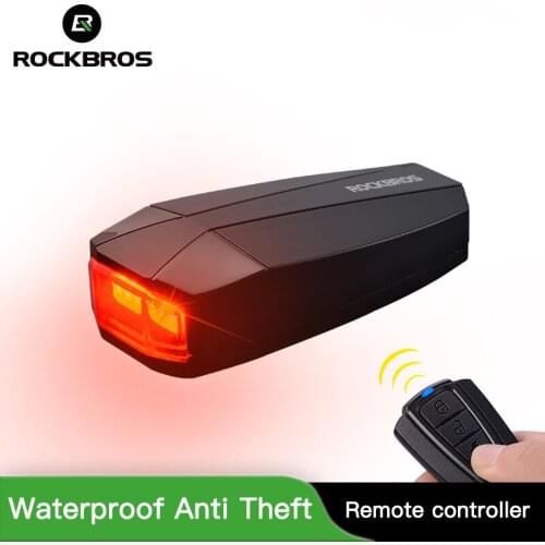 ROCKBROS Waterproof Anti Theft Bike Smart Taillight Burglar Alarm For Bicycle Bike Accessories Reomote Control Safe Flash Light