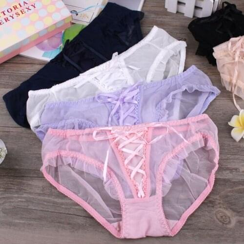 Sexy girls underwear cuecas Japanese fine gauze bandage low rise hip briefs female transparent temptation panties female
