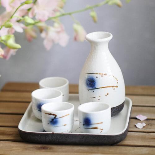 Japanese Ceramic Hand-Painted Wine Separator Sake Utensils Household White Yellow Wine Spirit Pot Cup Beaker Wineware Set