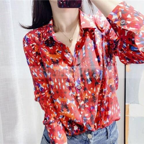 Women Spring Autumn Style Chiffon Blouses Shirts Lady Casual Half Sleeve Turn-down Collar Dot Printed Blusas Tops DD8869