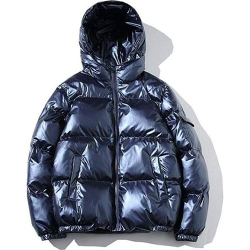 2019 Womens Down Jacket Winter Glossy Silver/Black/Gold/Blue Plus Size Hooded Parka Outwear Down Padded Coats Female