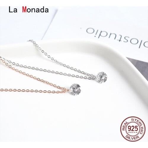 La Monada Womens Necklace 925 Silver Chains Woman On Neck Beautiful Pendant Fine Jewelry For Women Necklace Silver Girls