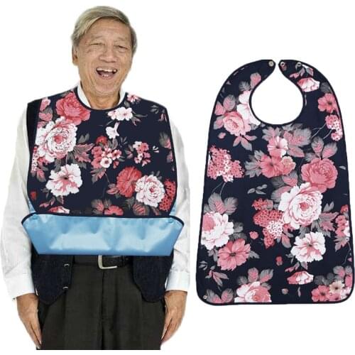 1Pcs Adult Bib Waterproof Anti-oil PVC Bibs Elderly Aged Senior Citizen Mealtime Cloth Protector Disability Aid Aprons