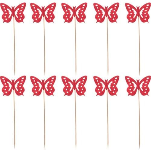 10pcs Fabric Butterfly Cupcake Picks Cake Toppers Party Decoration