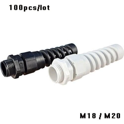 100pcs M18 M20 Nylon rubber Cable conduit wire Glands thread waterproof Plastic cable connector sleeve Spiral accessories