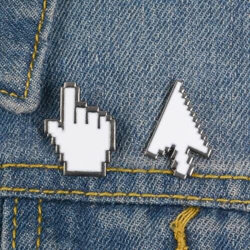 2019 Cursors Enamel Pin Mouse Arrow Hand badge brooch Shirt Collar White Simple Computer Jewelry Gift for Programmer trinket