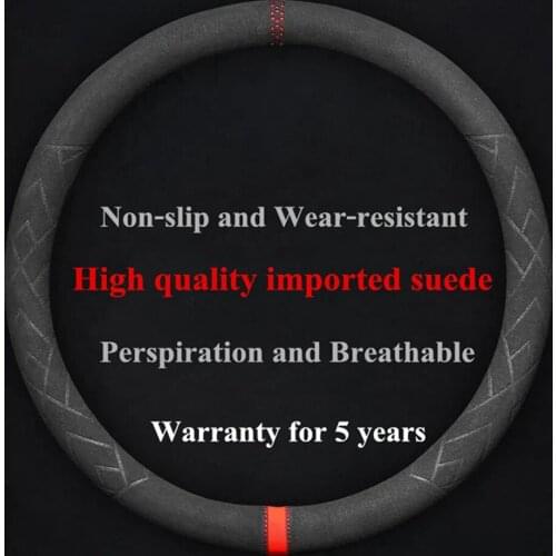 38cm Suede Cowhide Leather Car Steering Wheel Cover For BMW E90 F01 F06 F10 F15 F16 F20 F21 F25 F26 F30 F32 F82 G01 G02 G20 G30