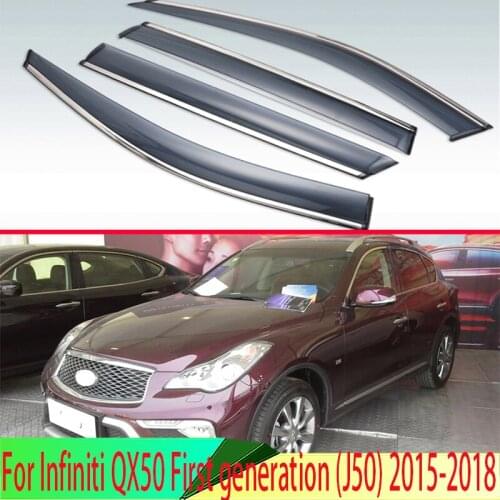 For Infiniti QX50 First generation (J50) 2015-2018 Plastic Exterior Visor Vent Shades Window Sun Rain Guard Deflector 4pcs