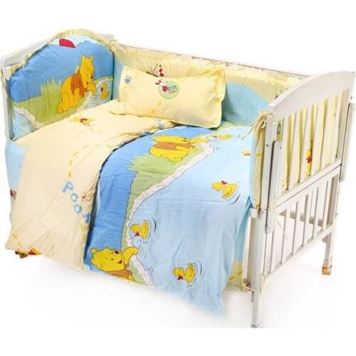Promotion! 6/7PCS Baby Newborn Bedding Set Cotton toddler bed Unisex Baby Cot Bedding Crib Set ,120*60/120*70
