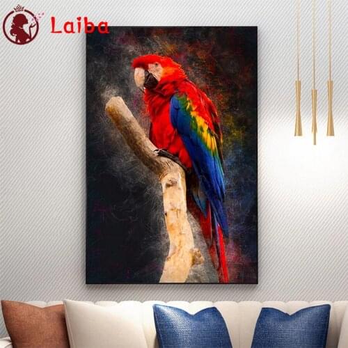 Diamond Mosaic Modern animal art colorful parrot round drill Cross Stitch Diamond Embroidery Painting Full Square Decor For Home