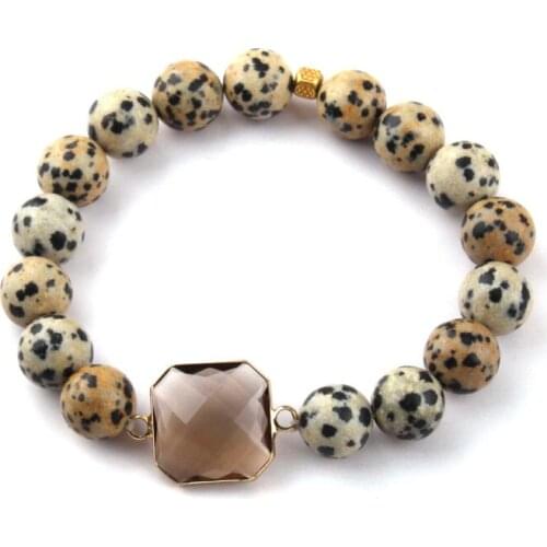 Free Shipping New Arrival Energy Bracelets Beautiful Natural Stone With Square Crystal Link Bracelet