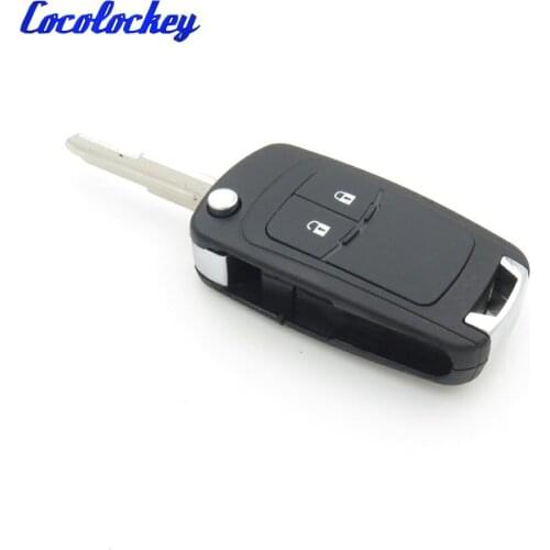 Cocolockey Folding 2Buttons Flip Remote Car Key Shell Fit for CHEVROLET Spark Car Replacement Blank Key Fob 2 Buttons no logo