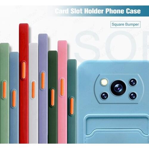 For Xiaomi Poco X3 Nfc Original Card Slot Wallet Phone Soft Silicone Cover Case For Redmi Note10 10 10s 9T Poxo F3 M3 GT Pro Max