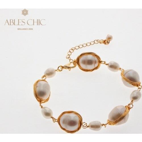 Natural Baroque Freshwater Pearl Bracelet Wire Wrapped Original Handmade Women Beaded Bracelets Classic Retro Fine Jewelry 2020