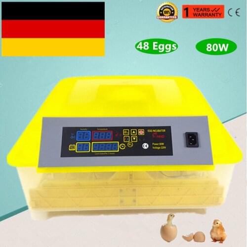 48 Eggs Small Home Chicken Ducks Birds Full Automatic Intelligent Temperature Control Egg Incubator 80W EU Plug 220V