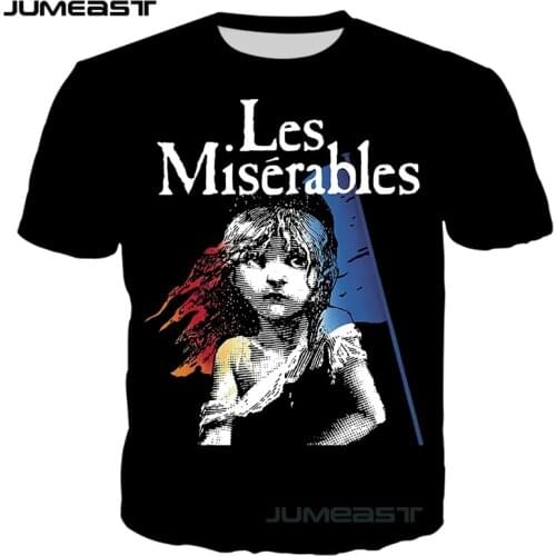 Jumeast Brand Men Women 3D Printed T-Shirt Short Sleeve Les Miserables Sport Pullover T Shirt Summer Tops Tees