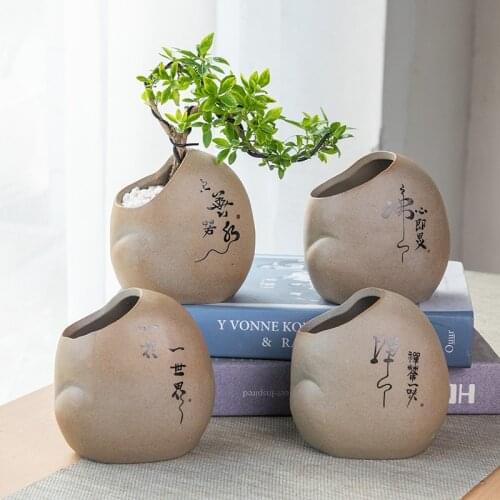 Ceramic Flower Pots, Multi-meat, Bamboo, Green, Soil, Culture, Container, Stone, Zen, Imitation, Stone Pot, Potted