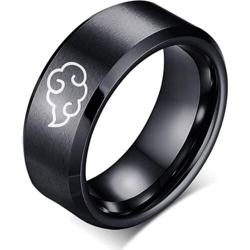 Anime Cosplay Akatsuki Cloud Rings Japanese Style Animation Cosplay Ring Stainless Steel Finger Ring Titanium Steel Mens Rings