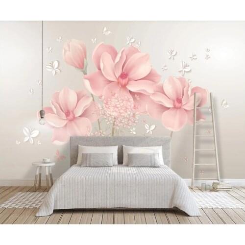 Custom photo mural on the wall 3d wallpaper Modern pink flower home decor living room wallpaper for walls 3 d in rolls