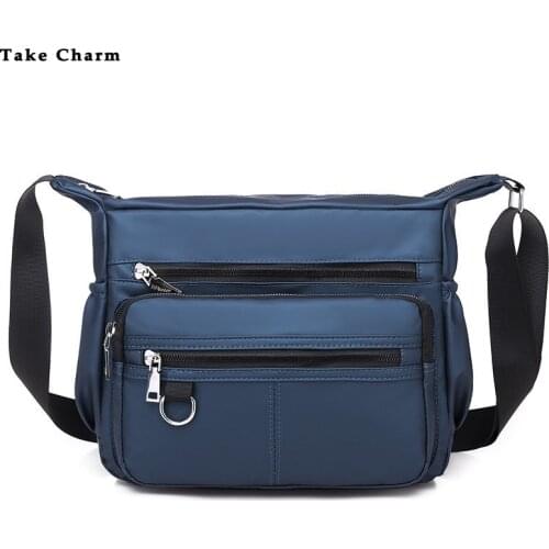 New Oxford Cloth Waterproof Nylon Small Square Bag Mens Casual Shoulder Bag Male Large Capacity Multi-pocket Diagonal Bag Blue