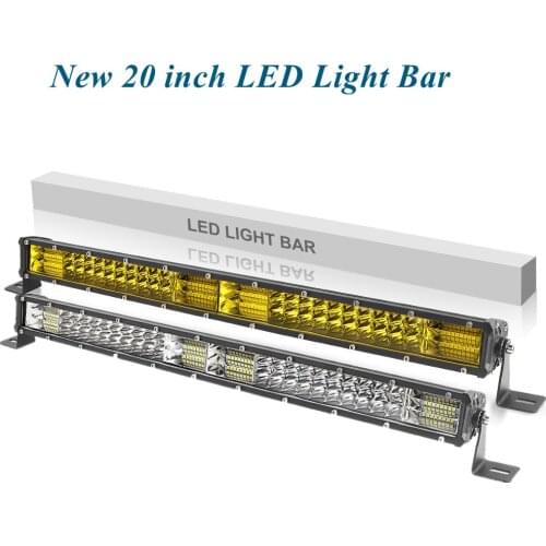 New 20 inch Silm LED Light Bar Triple Row Work Light Combo Beam Yellow White Light 24000LM 12V 24V For Offroad Truck Car SUV