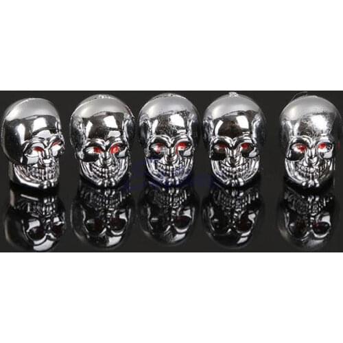 New 5Pc Skull Tire Tyre Wheel Car Auto Valves Caps Dust Stem Cover Motocycle Bicycle