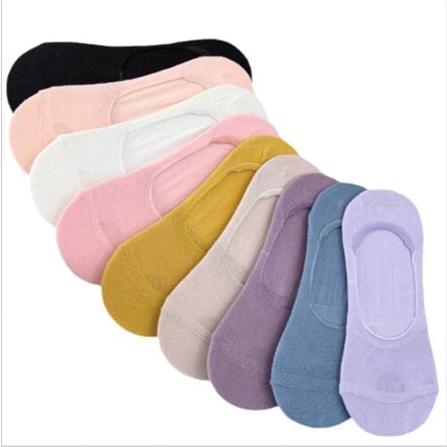 New Ladies Cotton Socks Thin Invisible Mesh Summer Candy Solid Color Silicone Socks Non-slip Fashion Cute Thin Ankle Boat Socks