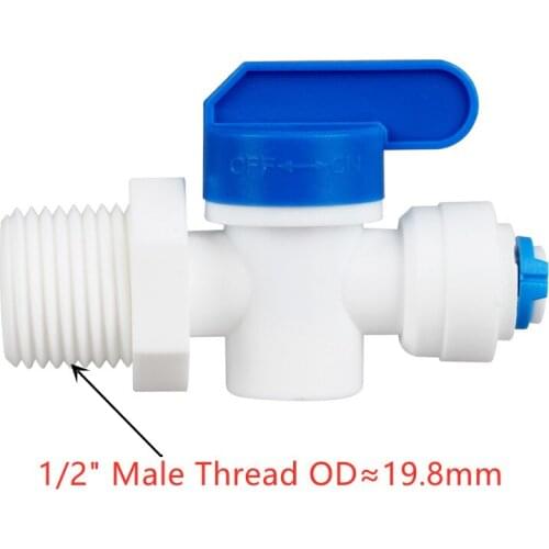 Water Purifier Fittings 1/2" Male Thread To 6.35 Mm 9.53 Mm Pipe Fast Connecting Ball Valve
