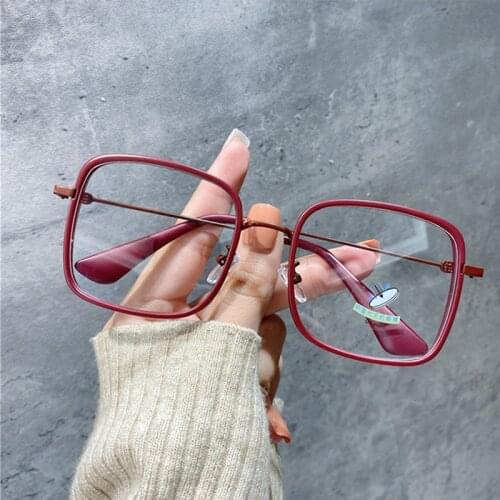 Fashionable Female Anti Blue Light Computer Glasses Popular Products 2021 Square Reading Glasses For Women Red Black Eyewear